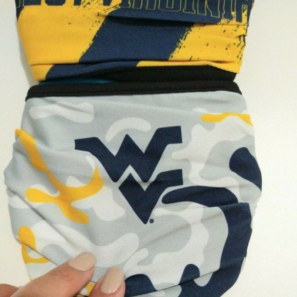 West Virginia University 2 Pc Face Cover Youth Face Mask Set Blue & Gold - Picture 4 of 7